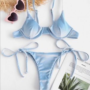 Light blue velvet bathing suit